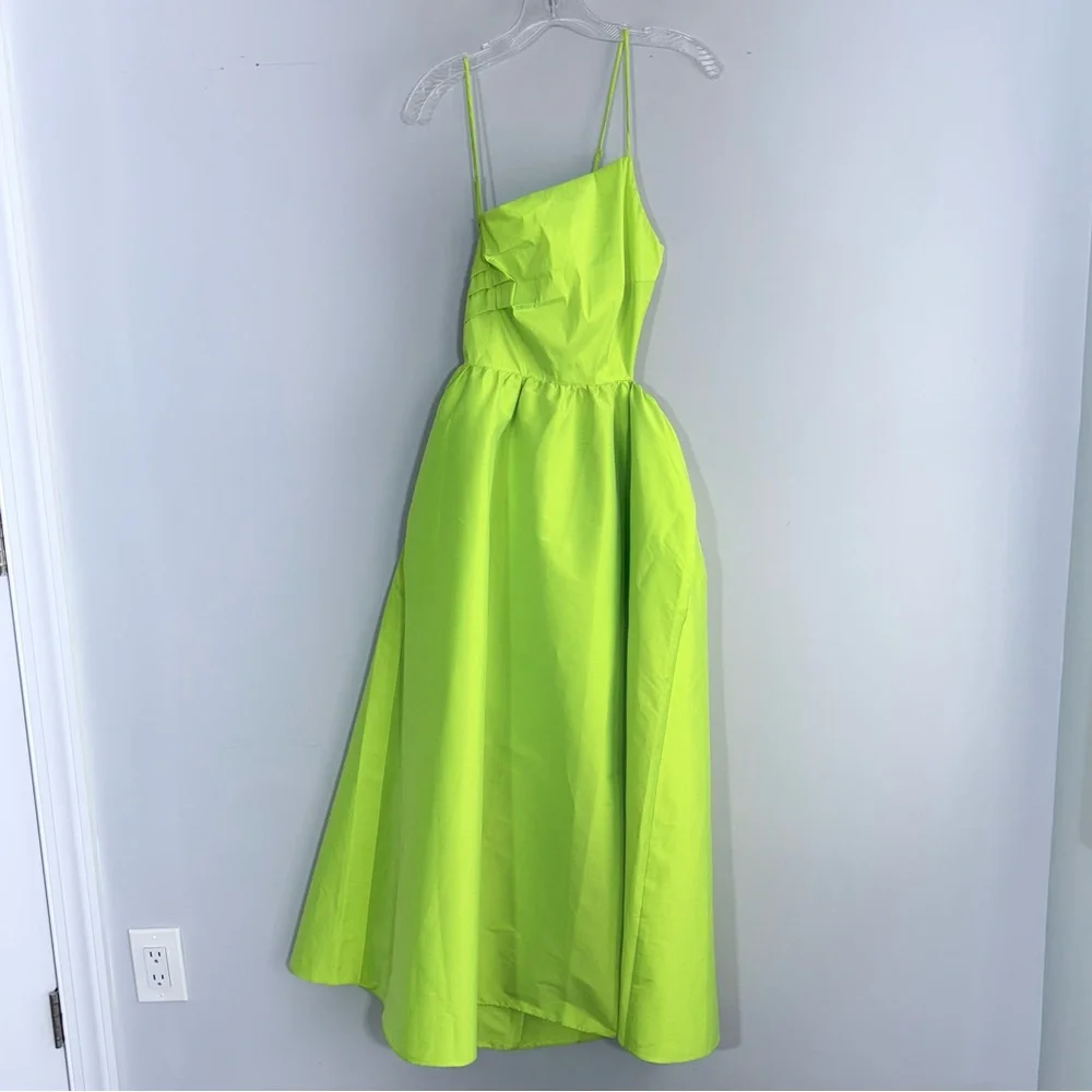 NWT J Crew Collection Limited Edition Taffeta Side Cutout Midi Dress Citrus 8 - Picture 6 of 16